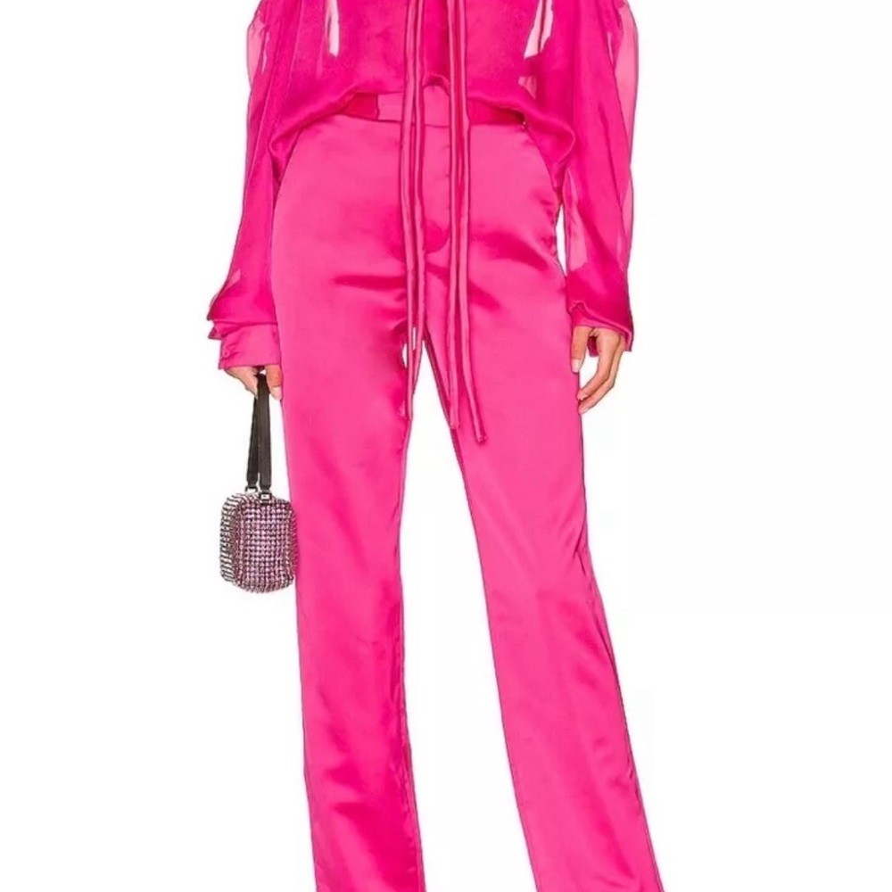 RTA Maren Fuchsia Pink Straight Button Fly Pants NWT New With Tags